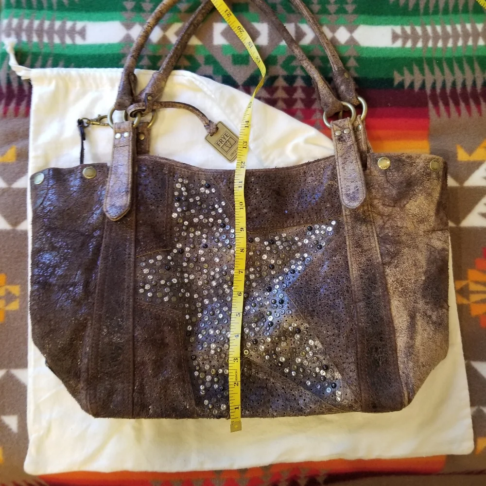 Frye Deborah Studded Star Distressed Handbag - Picture 12 of 16